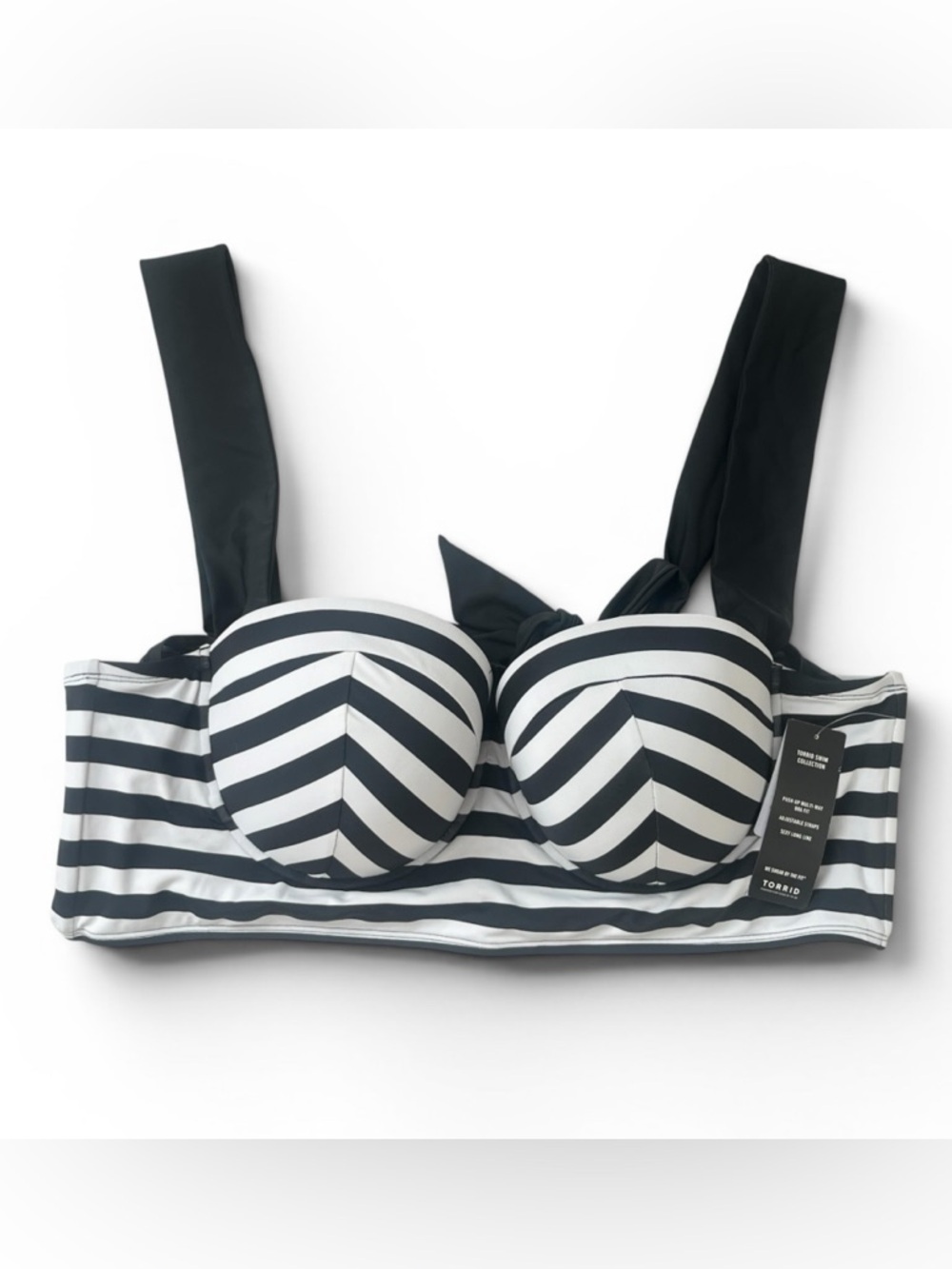 Torrid Striped Halter Bikini Top Black White adjustable NEW 4X